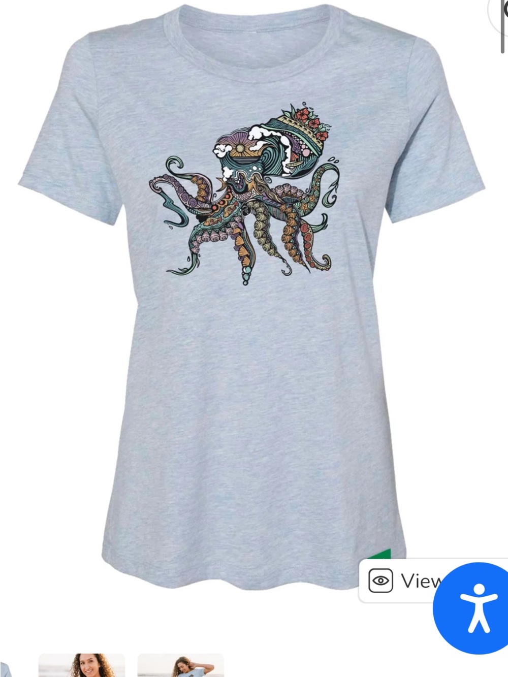 Wild Tribute Sold Out Blue Women's Octopus Tee Medium So Soft!